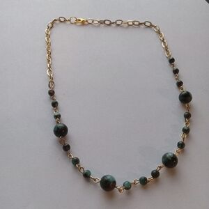 Teal beaded gemstone necklace